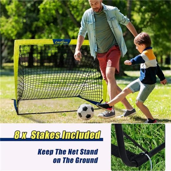 Soccer Goal 4'x 3' Portable Kids Soccer Goals with 6 Training Cones,, 2 Set - Picture 5 of 6